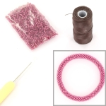 DIY kit armband haken met 11/0 - peony pink